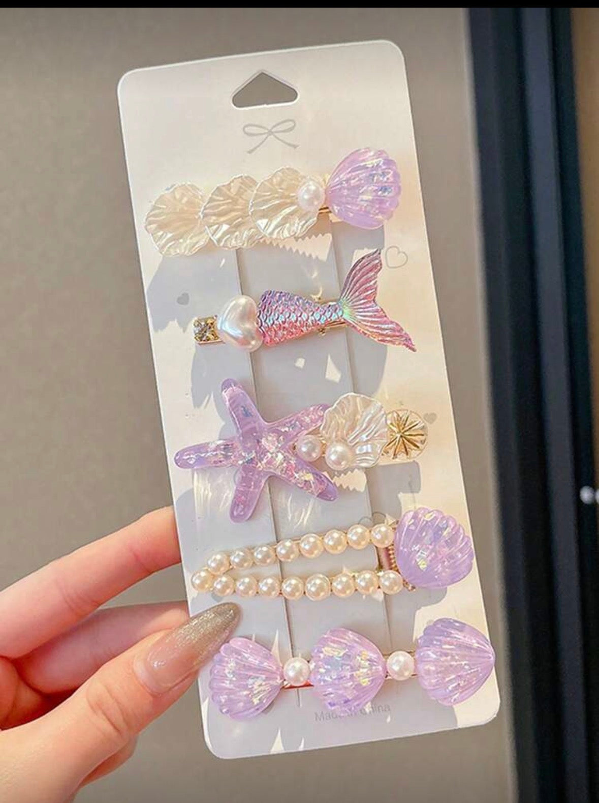 5 barrettes Océan violet